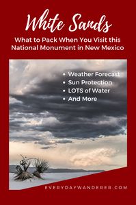 What to pack when you visit White Sands National Monument near Alamogordo New Mexico | White Sands New Mexico | White Sands Photoshoot | New Mexico Travel | New Mexico Trip | New Mexico Vacation | White Sands Camping | White Sands Desert | White Sands Dunes | White Sands El Paso | White Sands Hotel | White Sands Monument | White Sands Missile Range | #alamogordo #lascruces #newmexico #US #USA #USTravel