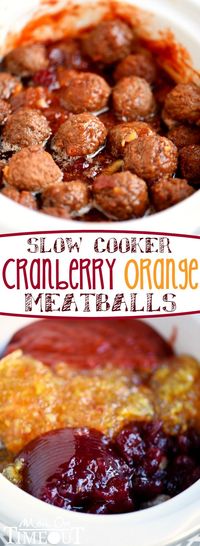 An impressive yet delightfully simple appetizer that is perfect for any celebration - Slow Cooker Cranberry Orange Meatballs! Just five ingredients and tons of delicious flavor!