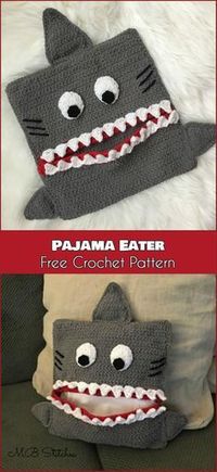 Pajama Eater - Pillow Free Crochet Pattern - PJ's Case/Holder for kids #freecrochetpatterns #crochetpattern
