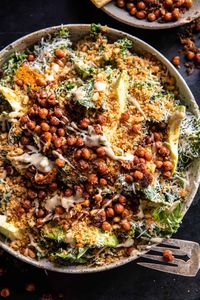 Parmesan Tahini Kale Salad with Breadcrumbs and Crunchy Chickpeas | halfbakedharvest.com