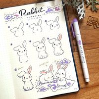 A step by step tutorial of rabbit drawing by artist @kotose.journal on IG. Check out our board "Bullet Journal / Planners Ideas" for more on how to doodle, journal doodle, journal art and cute journal ✏Stationery weekly sale🔥 for just a fraction of price🛒💨🏃♀️. Visit ALotMall.com👇 🔖#HowToDoodle #JournalDoodle #JournalArt #CuteJournal
