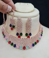 Cz diamond necklace sets with tika Just rs 2400+ship... fltdpj