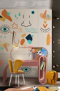 Dans cette ambiance, nous pouvons voir comment les tendances modernes se marient bien avec les principes fondamentaux de la conception pour enfants. Des meubles amusants aux formes géométriques, des matériaux riches en texture et des finitions élégantes sont quelques-unes des principales caractéristiques lors du choix de meubles pour une approche moderne. #pepiniere #chambresdenfants #decor #designdinterieurs #chambre#decordechambre #inspirationdeschambres #chambredebebe