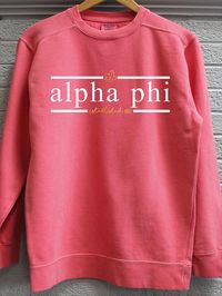 Alpha Phi Comfort Color Sweatshirt with Press on Design