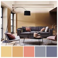 Apartment chic. A subtle, triadic colour scheme featuring Dulux Colour of the Year 2019 - Spiced Honey. Colour palette illustration by Zena O’Connor using an image from Dulux.