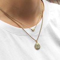 Vintage Letter Necklace, Double Layer Necklace, Double Chain Letter Necklace, 18k Gold Plated Heart Letter Charm Necklace, Great Gift Idea