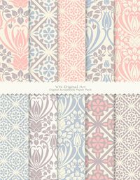 Antique Pattern Digital Scrapbook Paper Pack (8.5x11"-300 dpi) -- Instant Download -- 10 Digital papers -- 454