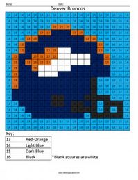 Denver Broncos- Color by Number Answer Key