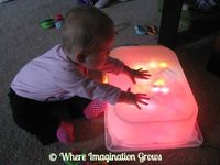 Light Table Made Easy! Our DIY Light Table! | Where Imagination Grows - Big White Tub bin & WHITE Christmas lights