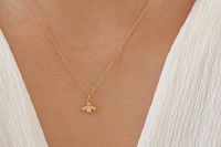 18 Karat Gold Plated Bee Charm Necklace Premium Stainless - Etsy