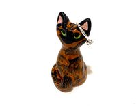 Tortie Ring Holder, Tortoiseshell Cat Cake Topper, Engagement Gift, Handmade Ceramics