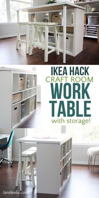 This is an awesome DIY Ikea Hack craft room table! I've been trying to figure out how to make one. This looks amazing! And only $160!