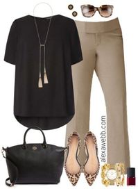 Plus Size Beige Work Pants Outfits - Plus Size Work Outfit - Plus Size Fashion for Women - alexawebb.com