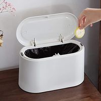 Amazon.com: AYADA Mini Trash Can with Lid, Press-Type with Removable Inner Plastic Small Garbage Can Little Tiny Waste Basket Compact Covered Closable Trash Bin, Desk Countertop Office Kids Oval Rectangle (White): Industrial & Scientific