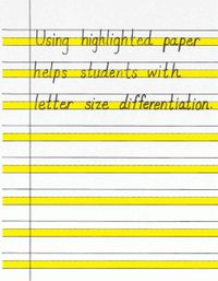 Using highlighted paper and other strategies for improving handwriting. Free printable.