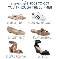 Flip Flop, $20;Â Classic Sneaker, $80; Â Ballet Flat, $80; Â Flat Sandal, $80;Â Dress Sandal, $116;Â Wedge, $40 Have you ever pulled an outfit together, maybe even felt a little excited about it, only to realize you donât have the right shoe? Next thing you know that outfit is sitting in a pile on your closest floor and youâre