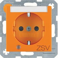 Priza Schuko cu LED si port eticheta imprimata "ZSV" portocaliu mat