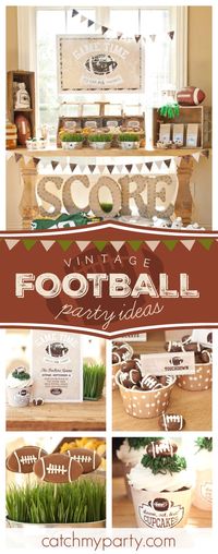 Check out this fantastic vintage Football Viewing Party! The macarons are awesome!! See more party ideas and share yours at CatchMyParty.com #superbowl #football #vintage