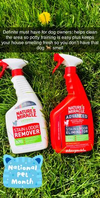 Must have dog supplies for potty training for puppies. This enzymatic cleaner thoroughly cleans the area to remove traces of urine, feces, vomit and other bodily fluids. Dogs and puppies are less likely to go in the same area when all traces of bodily fluids are remove; therefore, making potty training easier. Be sure to add this to your shopping list asap. #pets #petlovers #petcare #dogs #doglovers #dogtraining #puppy #puppies