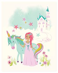 Princess & Unicorn Nursery wall art for girls by SeaUrchinStudio