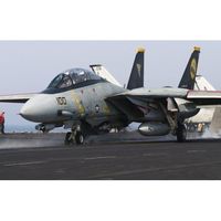 An F-14D Tomcat launches off the flight deck of USS Theodore Roosevelt Canvas Art - Gert KromhoutStocktrek Images (36 x 23)