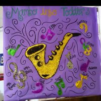 Bulletin board, mardi gras, Rachel's door