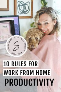 I've been working from home since 2008! I've picked up a few bits of advice to maximize your productivity while working from home. #workfromhome #wfh #productivity #onlinebusiness #onlineentrpreneur #webdesign #webdesigner #showitdesigner #showit