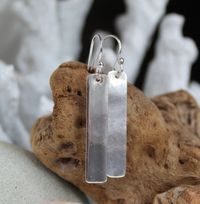 Still Waters sterling silver bar earrings #artisanjewelry #silverearrings #handmadeearrings #silversmith