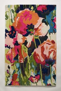 Chain-Stitched Poppies Rug