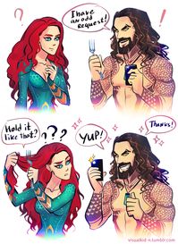 Mera holding a fork like Ariel!
