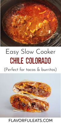 Easy Slow Cooker Chile Colorado is a wonderful Mexican dish made of chunks of beef that have simmered in a delectable red chile sauce until fall-apart tender. You can use the flavorful meat in tacos, burritos, or any of your favorite Mexican foods!
