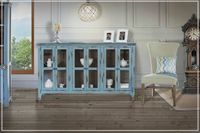 Lauren 71" Glass Front Console - Vintage Blue - Classic Carolina Home