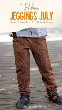Das Schnittmuster zur Jeggings July gibt es in zwei Weiten. Slim Fit ist die eng anliegende July, sowie eine Leggings mit Jeansdetails. Regularfit ist nichtkörperbetont aber dennoch schmal geschnitten. Diese Variante istfür Jungs und Mädchen entstanden, die es gerne lockerer tragen.Die Jeggings kann als normale Leggings oder mit allenJeansdetails genäht werden. Die Taschen sind optional. Genähtwird July aus standhaften Jersey oder French Terry.