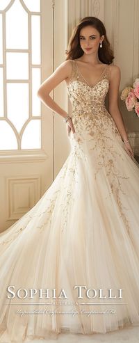 sophia tolli v neck gold wedding dresses spring 2016 Y11650