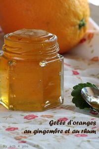GELEE D'ORANGE AU GINGEMBRE & AU RHUM (2 kg de grosses oranges, 2 citrons, 1,8 kg de sucre, 1 morceau de gingembre de 80 g, 10 cl de rhum vieux)