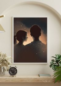 Bring the beauty of the universe into your home with this stunning digital art print of a couple in love. This high-resolution image is perfect for adding a touch of romance and wonder to any bedroom or living room. It will create a cozy and inviting atmosphere in any space and make a perfect gift for couples, romantic souls, or anyone who loves the beauty of the night sky. The digital print is easy to use and can be printed on any size paper or canvas. You can also use it as a screensaver.