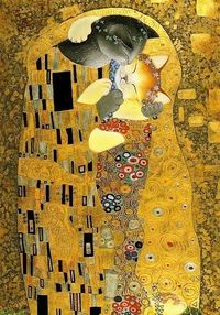 With apologies to Gustav Klimt... I too have "The Kiss", love it... Love kitty kiss too!