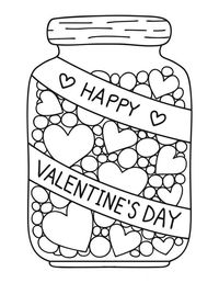 Candy Jar coloring page; Valentine's Day