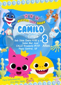 Increible Invitación de Cumpleaños de Baby Shark, Invitación de Tiburón Bebé, https://www.oscarsitosroom.com/producto/invitacion-de-baby-shark/ #Babyshark #cumpleañosbabyshark #cumpleañosdetiburónbebé #cumpleañosenespañol, #DecoraciondeBabyShark #decoraciondetiburónbebé, #FiestadeBabyShark #fiestadetiburónbebé