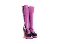 Grand National Boot - Purple/Black | Tall platform boot | Fluevog Shoes