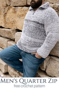 Do you love fur yarn? This men's quarter zip sherpa pattern is for you! This sherpa comes in one size, and is a free crochet pattern.