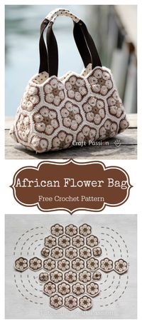 African Flower Motif Bag Free Crochet Pattern #freecrochetpatterns #bag #flowers