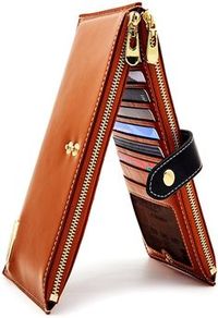 ANDOILT Women's Genuine Leather Wallet RFID Blocking Credit Card Holder Zipper Purse Cell Phone Handbag brown at Amazon Women’s Clothing store: