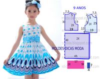 A pedido de uma seguidora hoje vou abordar o molde de vestido para menina com idade de 9 anos. A ilustração do molde não tem valor de costura tem que...