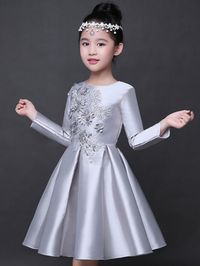 Applique Solid Color Party Holidays Mini Dress