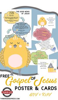 NOW is the perfect time to teach your kids the gospel! Grab your FREE poster and Bible verse card set (in ESV and KJV). Practice the gospel every day during meals. It's quick, easy, and fun!