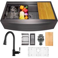 Exclusive item in Home Depot. This Stainless Steel Sink is revolutionary to say the least. With a unique ledge design, you get all of the beauty of a designer stainless steel sink while meeting your everyday kitchen needs. It is as functional as it is fabulous. Created with premium stainless steel, this hardworking sink features an extra deep bowl for soaking, scrubbing or washing. Color: Gunmetal Matte Black.