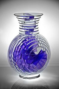 Sidney Hutter Vertical Vase #9, 2015 18 x 12 x 12 inches Cut, laminated and polished glass Available