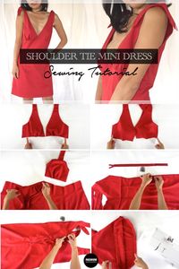 Use these instructions to sew a shoulder strap tie mini dress and create adjustable length with clean invisible zipper to complete the garment. In this tutorial, all the sewing details are beginner level.