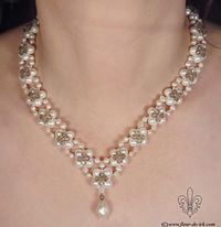 Pearl crystal beaded necklace. Craft ideas from LC.Pandahall.com